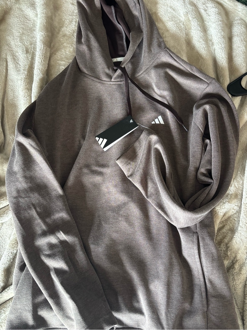 adidas Men's Hooded Pullover Sweatshirt in Taupe